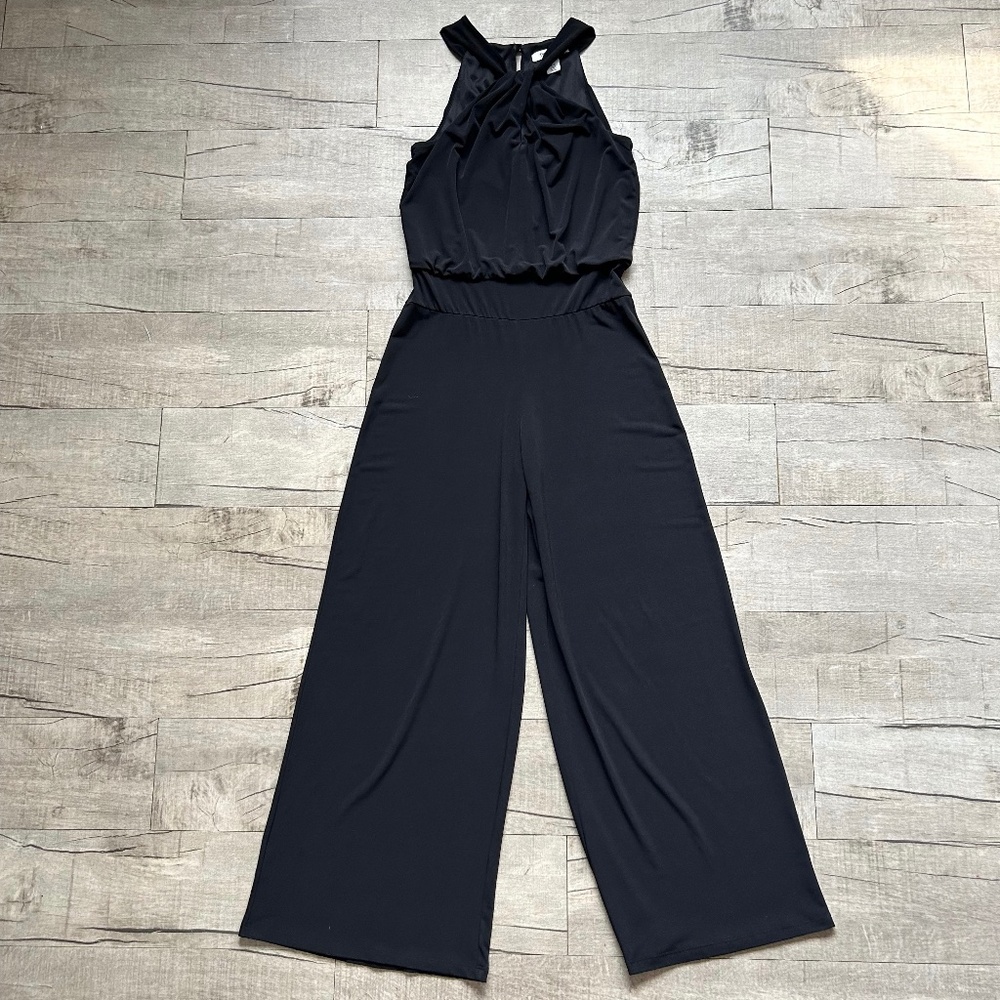 White House Black Market Wide Leg Faux Halter 90s Buisness Formal Jumpsuit XS